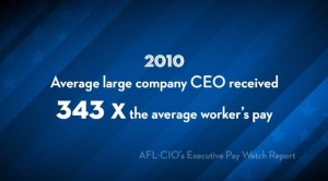 CEO Pay 343 times the average worker's pay.