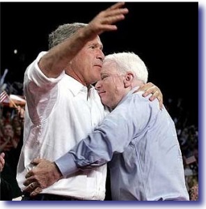 John McCain Hugs George W. Bush