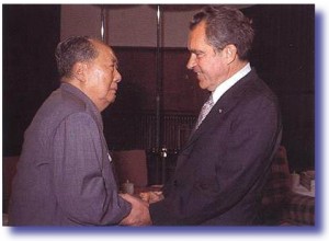 President Nixon greets Chairman Mao
