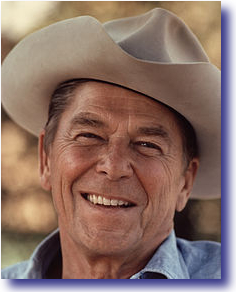 President Reagan wearing a cowboy hat