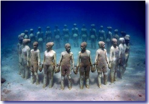 Underwater Sculpture honoring Slaves who were thrown overboard.