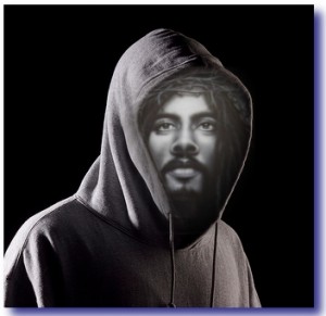 Black Jesus Wearing A Hoodie