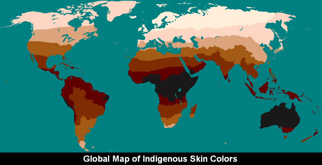 Justifying Racism - Map Of Indigenous Skin Colors